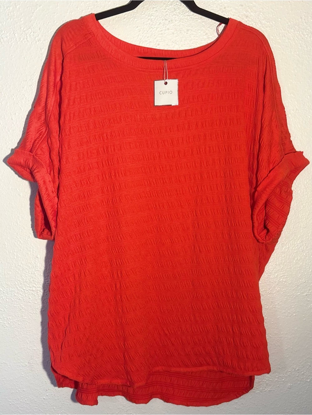 Cupio Red Textured Tunic Top Plus Size 3X Boho Casual Chic NWT